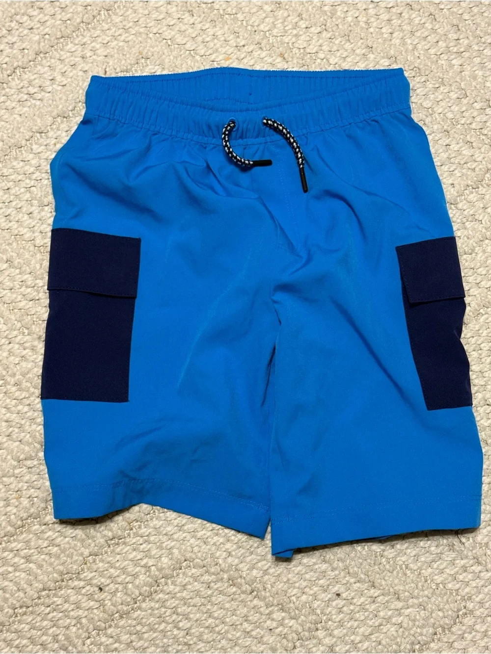 NWOT Hanna Andersson Bright Blue Kids Cargo Shorts with Navy Pockets